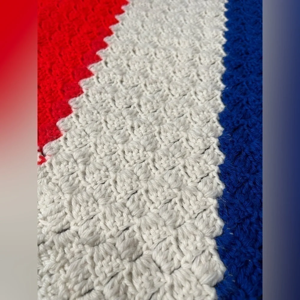 Granny square fourth of July independence day crochet large tassel blanket